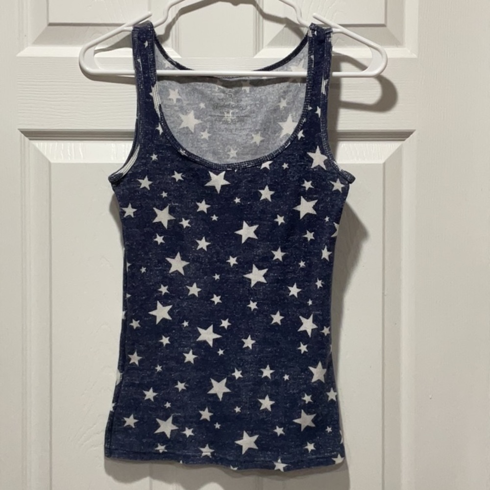 Faded Glory navy blue Tank With White Stars Size S (4-6)